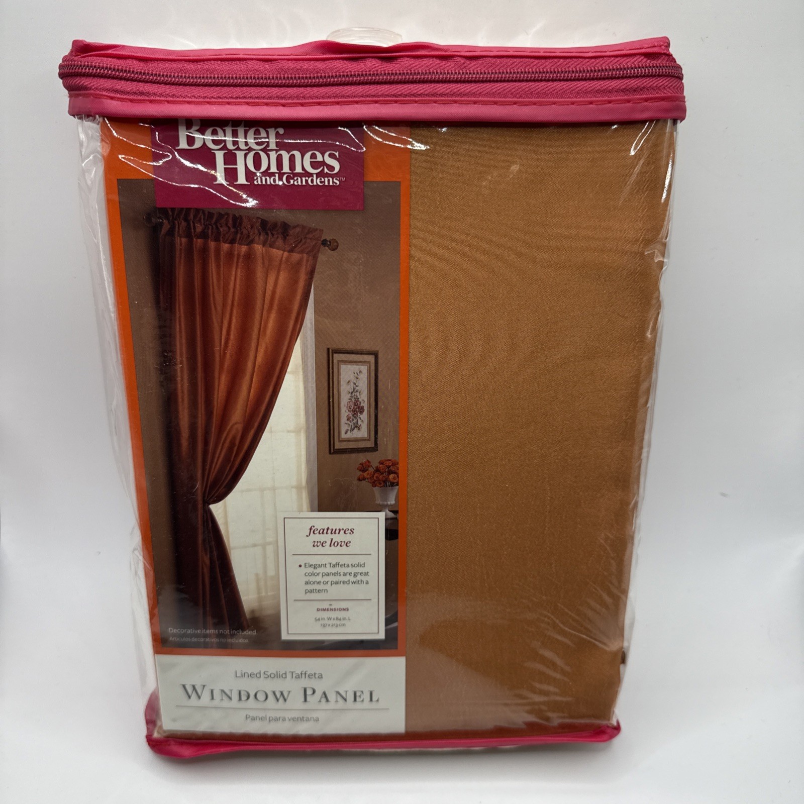 Better Homes And Gardens 54”W 84”L Solid Copper Orange Tafetta Window Panel