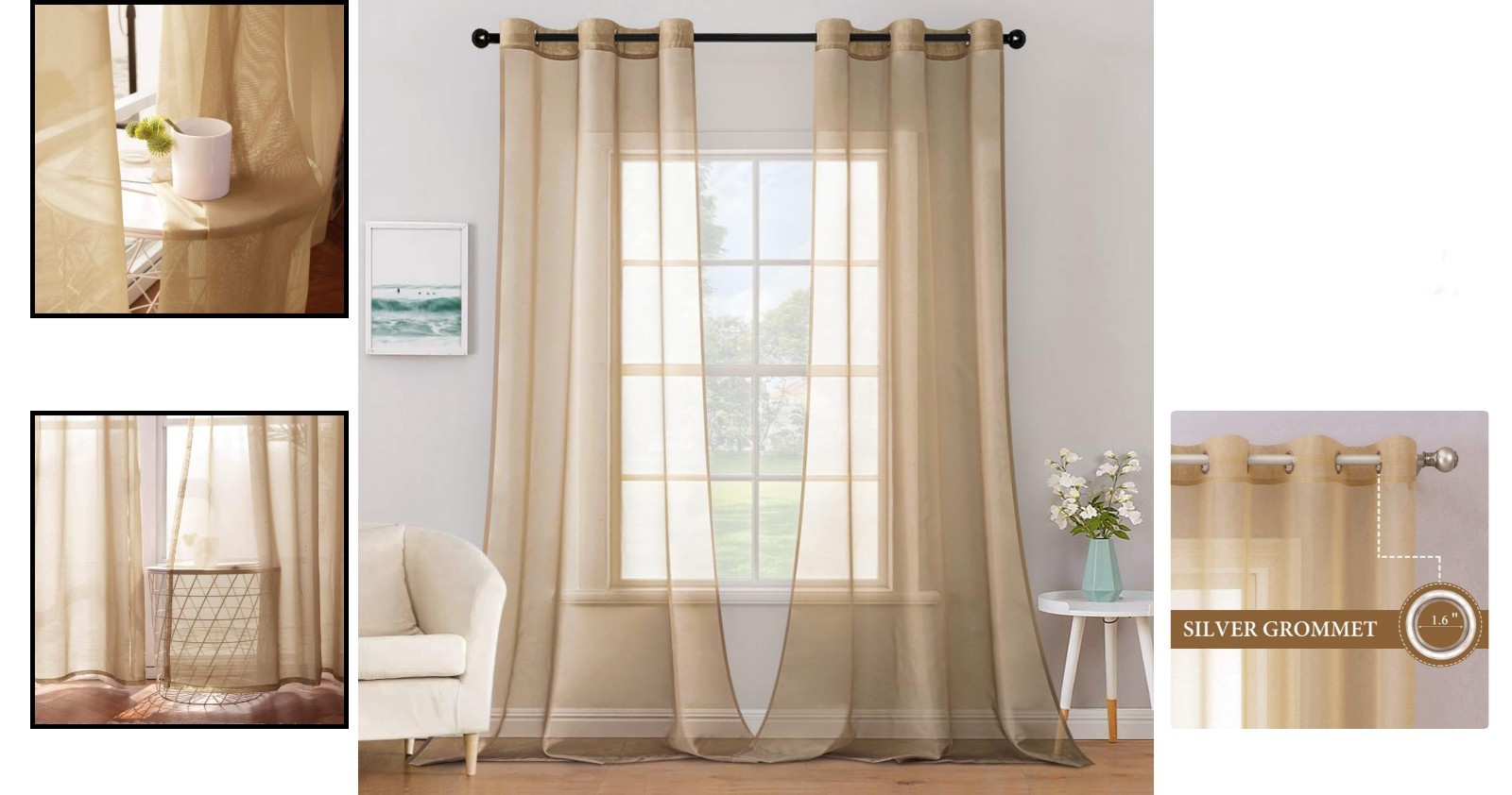 Sheer Lightweight Curtains 96 Inch Long in Taupe – Perfect for Stylish Interiors