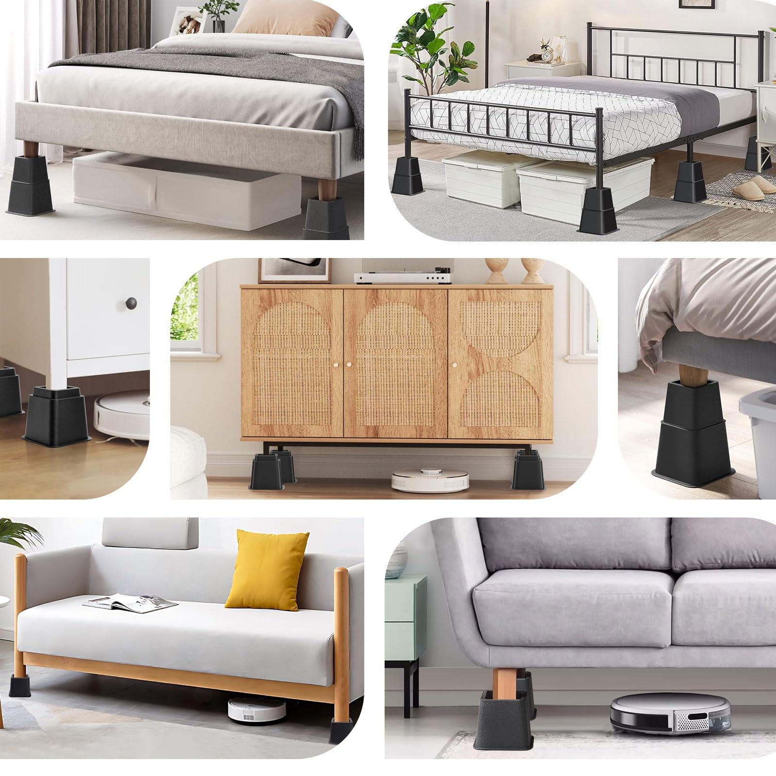 ANNKUT Bed Risers 8 inch Heavy Duty,Elevation in Heights 3, 5, 8 Inch，Adj