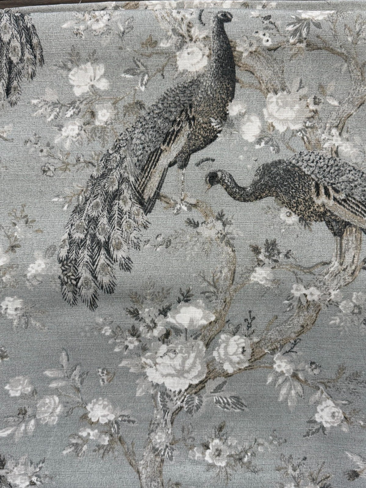 Laura Ashley set of 4 Cotton Blend Curtains 38×96 Gray Peacock Belvedere Floral