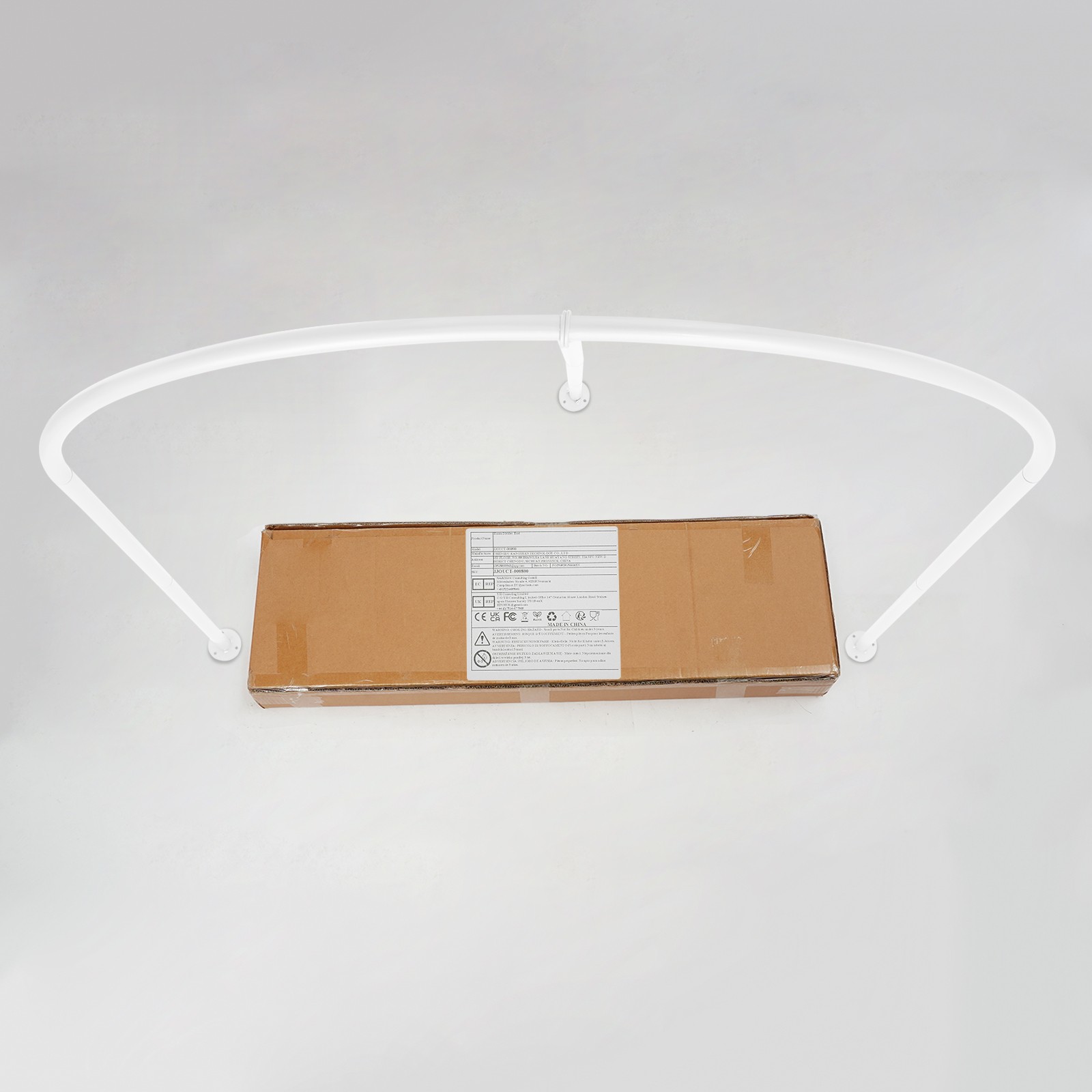 U-Shaped Wall-Mounted Privacy Curtain Rod 230 × 120 × 50 cm White