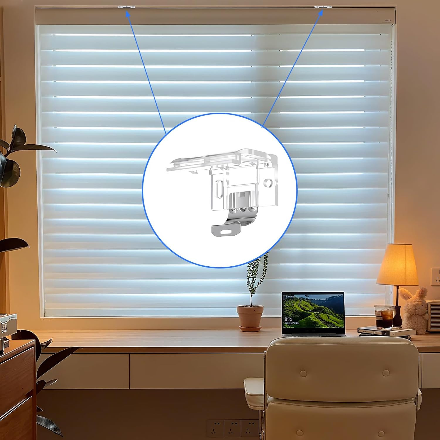 4 Pack Mounting Bracket with Metal Clip, Cordless Shade Bracket Mini Blind Br…