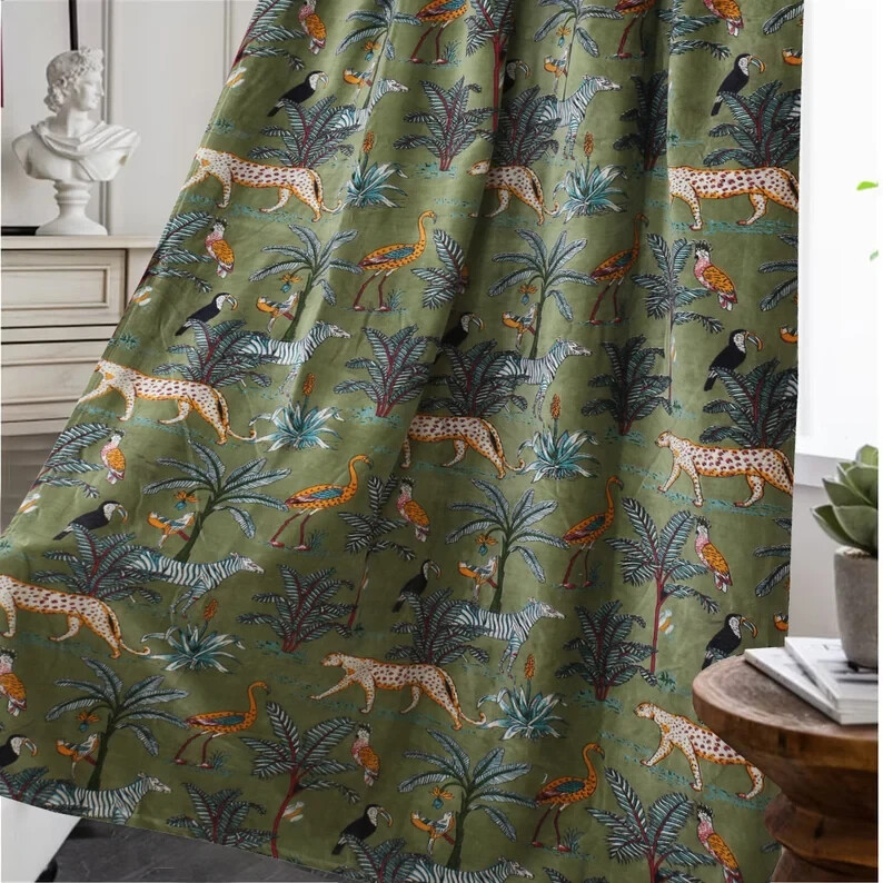 INDIAN VINTAGE COTTON VELVET CURTAIN DRAPE WINDOW DECOR HEAVY DOOR CURTAIN