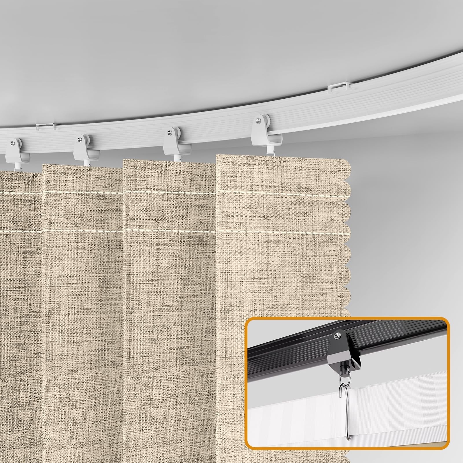 Retractable Accordion Room Divider Curtain with Ceiling Track – 100” W x 84” L