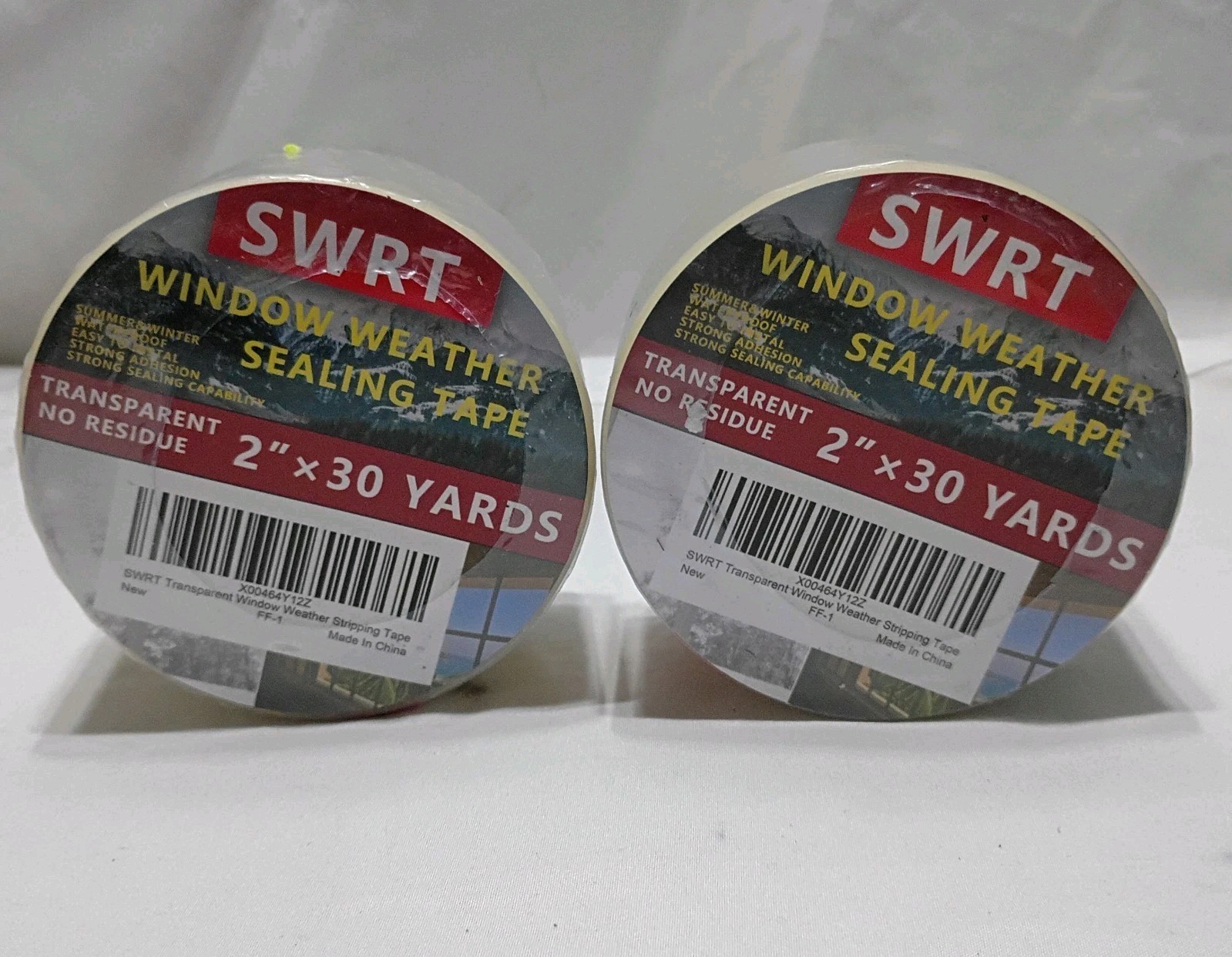 2 Rolls Transparent Window Weather Sealing Tape, No Residue 2”X30Yd/90Ft