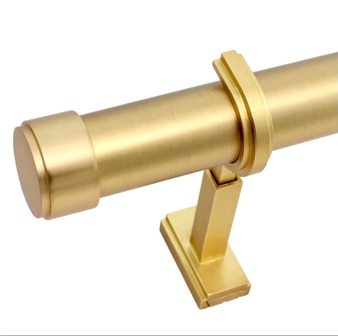 BlastHome Luxury Curtain Rod Set 7 Ft Fixed Length 1 1/4″ Brushed Gold…