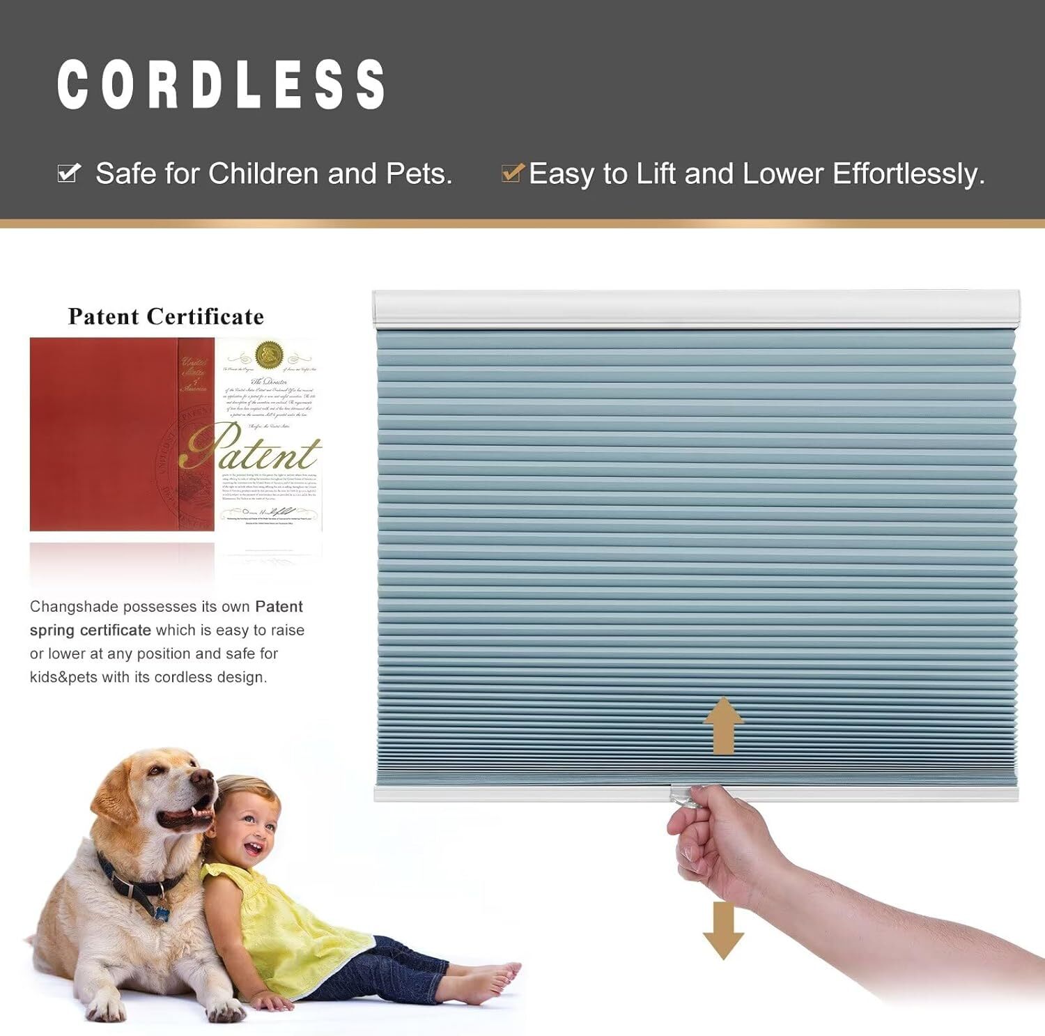 Changshade CUSTOM Cordless Blackout Honeycomb Cellular Shades Window Shades