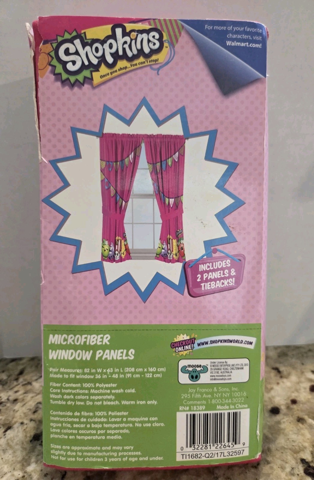 Shopkins Window 2 Panels Microfiber Curtains Pennant Flag 82×63 Pink Set Bedroom