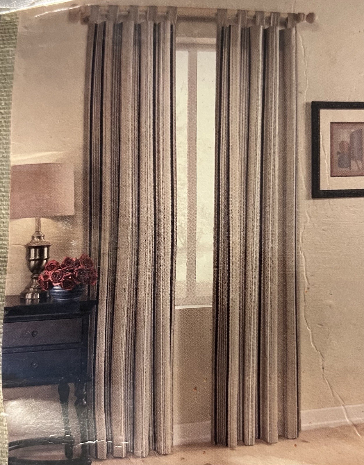 FREE SHIPPING Phoenix 4-in-1 Window Panels Navy Stripe 40×95 100% Cotton