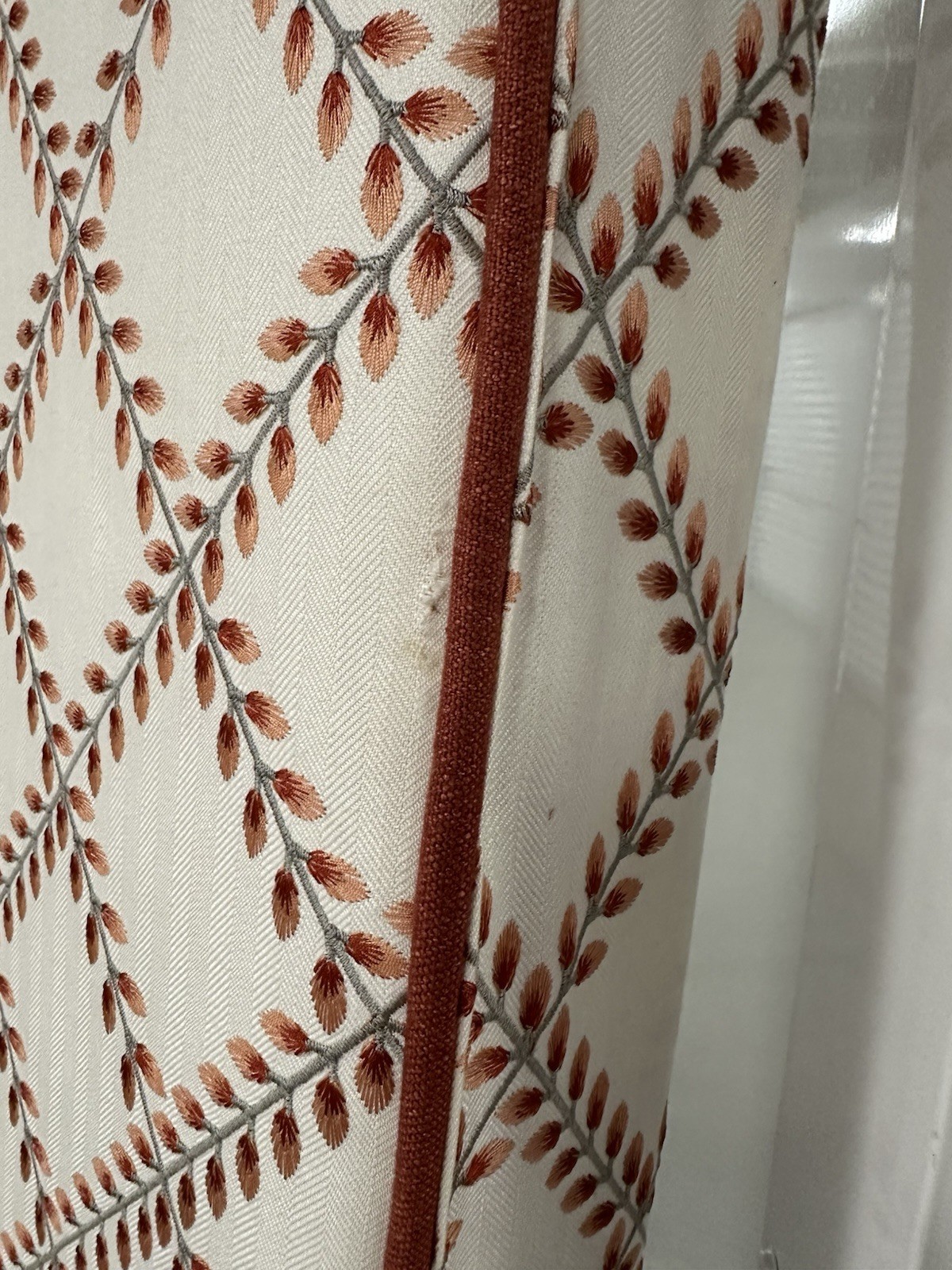 2 Custom Window Treatment Valance Cornice Boards Gray Rust Ivory