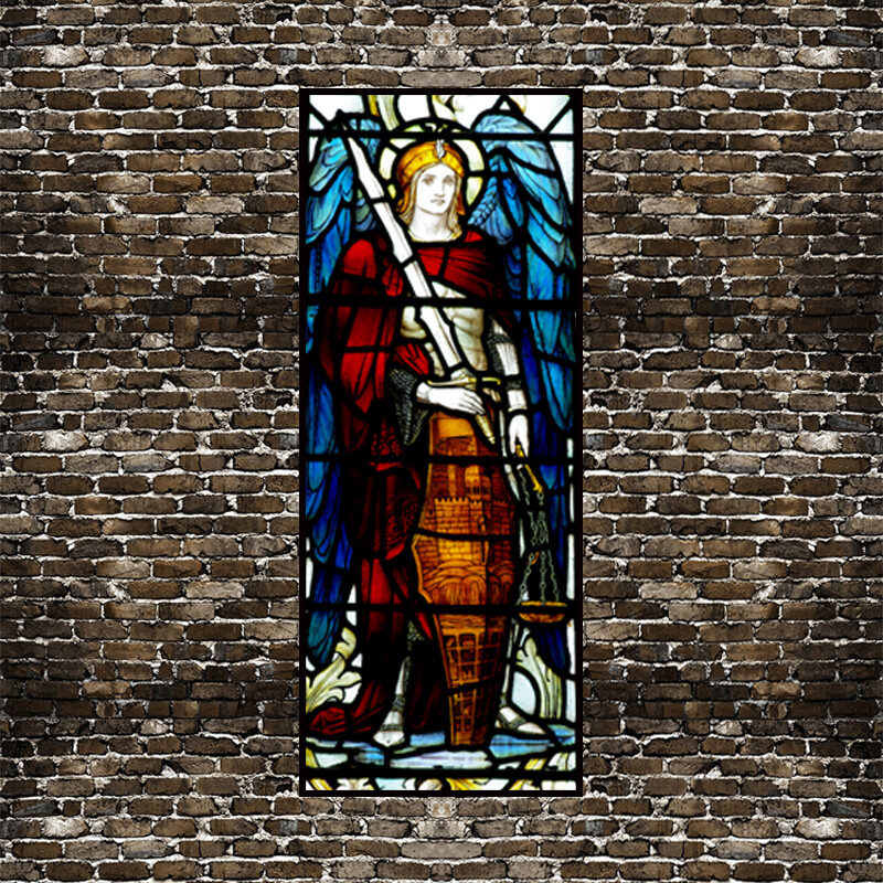 Self-adhesive Window Film Church Stained Glass Sticker Opaque Retro Decorate NEW
