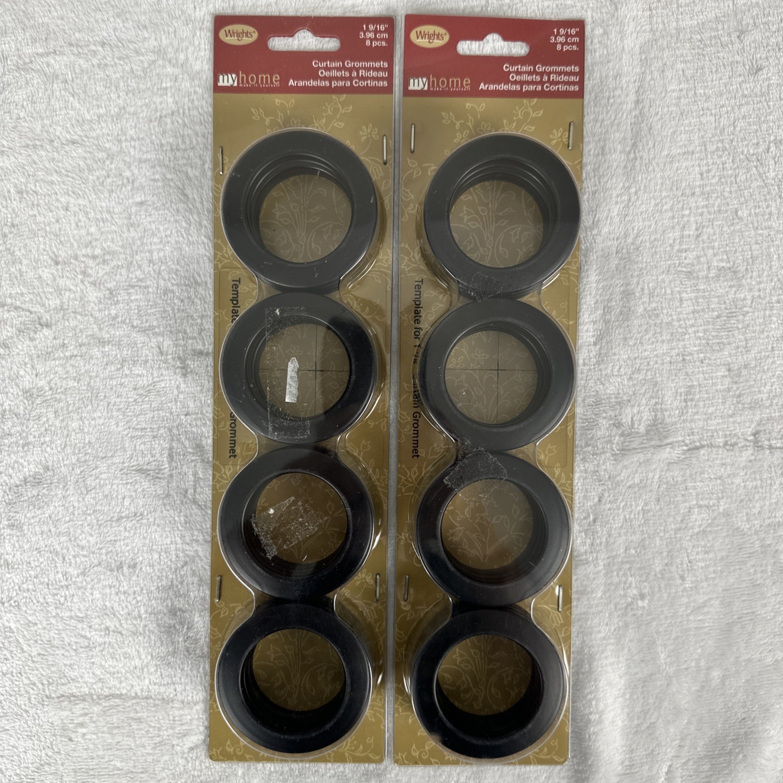 Wrights Curtain Grommets 1 9/16″ Black, 2 Packs Of 8 pcs (16 Rings) + Template