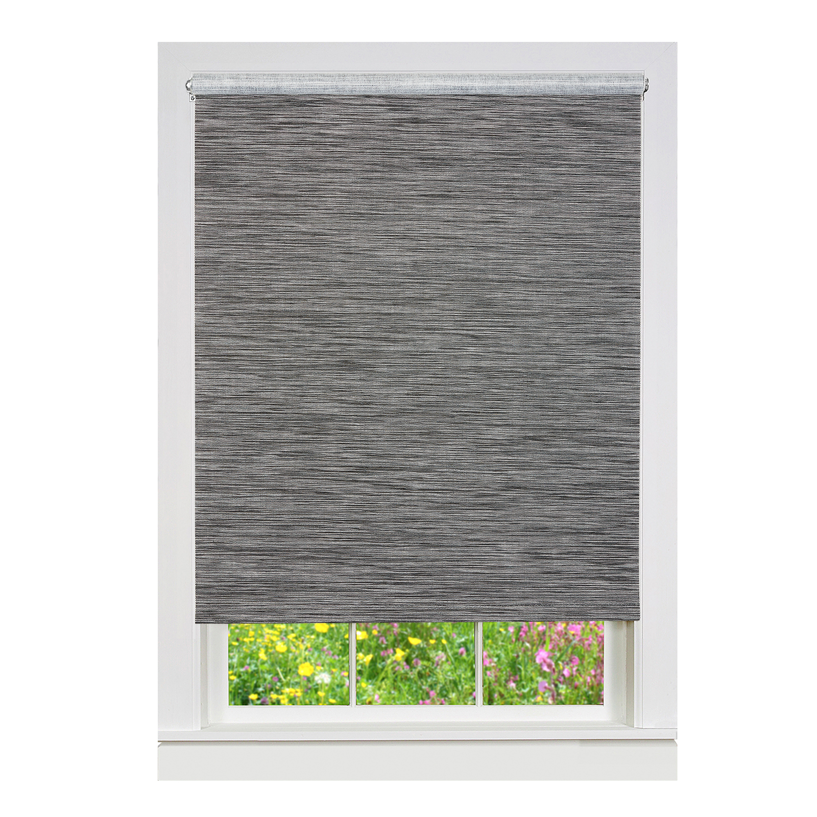 Light Filtering Woven Natural Cordless Privacy Jute Windows Shade, Smoke