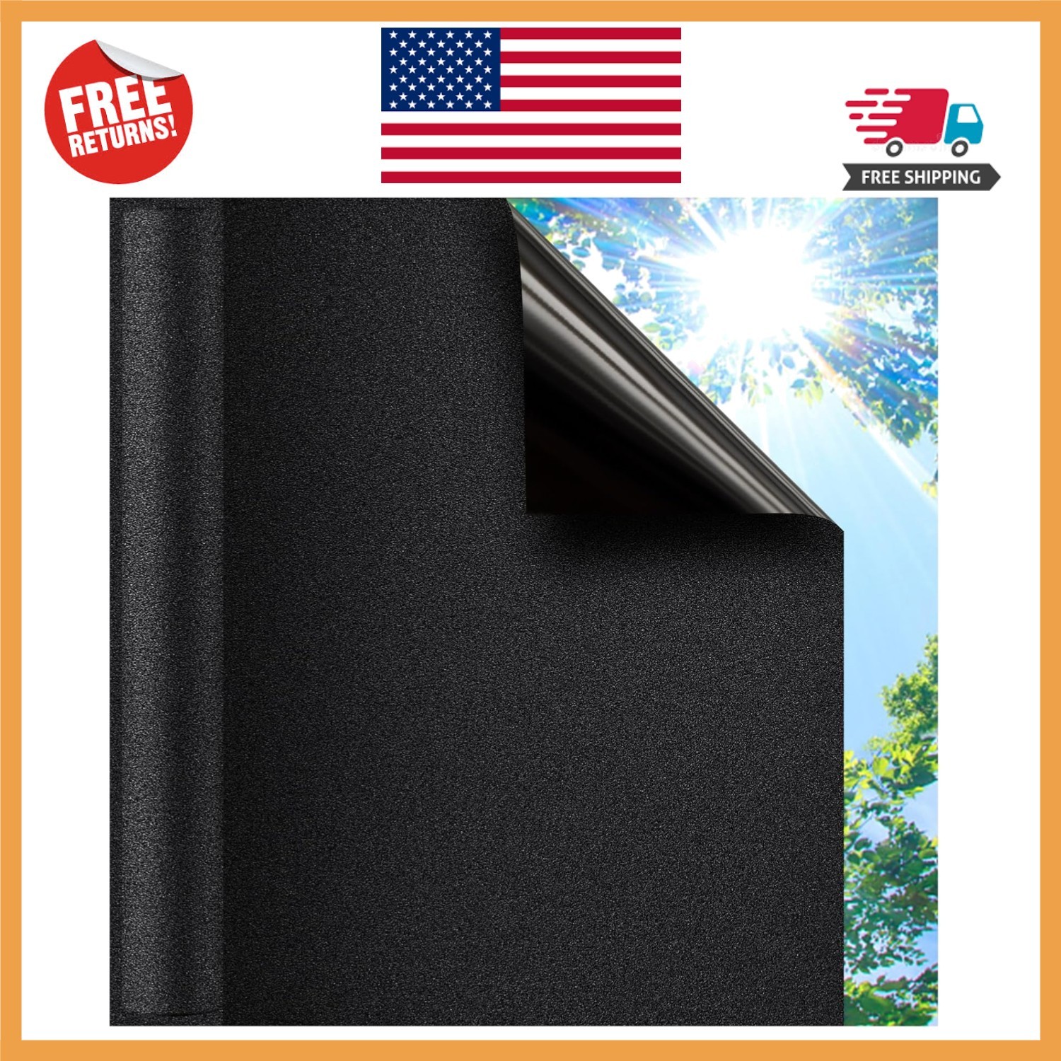 Removable Static Cling Blackout Window Film, 17.5 x 78.7 Inch, Renter Friendly