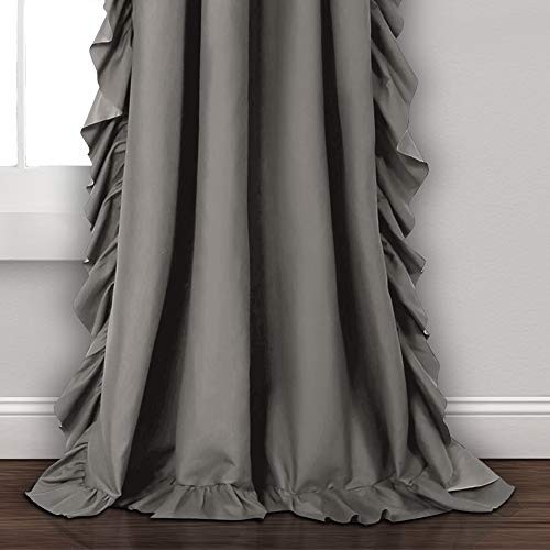 Reyna Ruffle Window Curtain Panel Set, 54″W x 84″L (Pack of 2) Grey Panel Pair