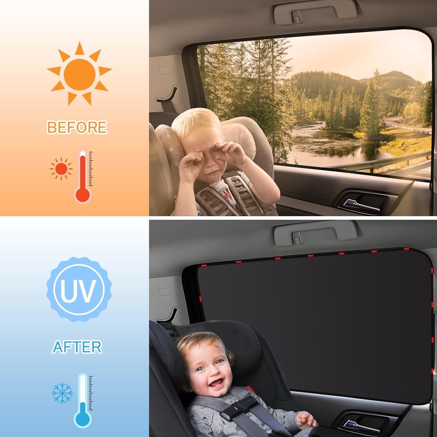 ZATOOTO 4 Pack Car Privacy Curtains, Full Blackout Blackout-4pcs, black