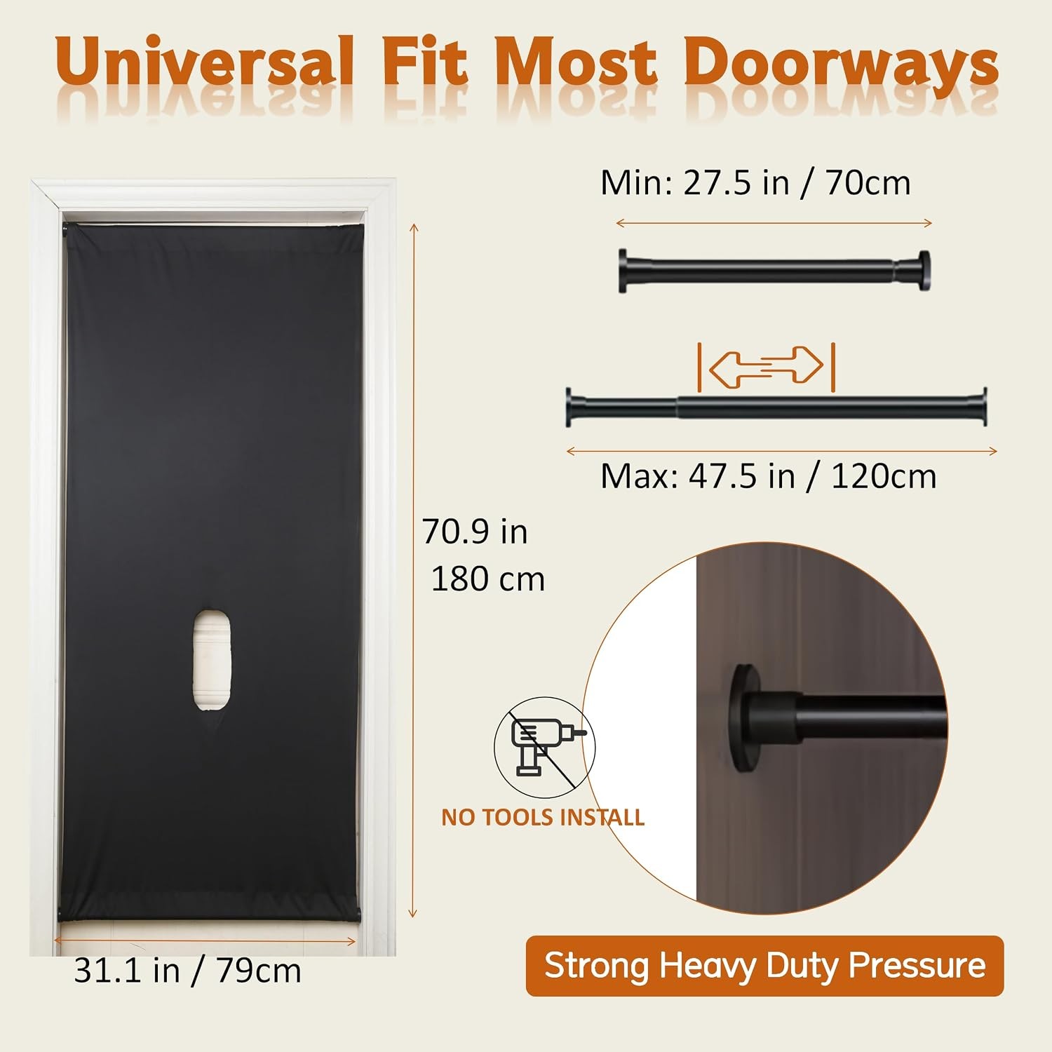 Adjustable Height Glory Hole Wall Doorway Kit Tempered Glass Door Curtain