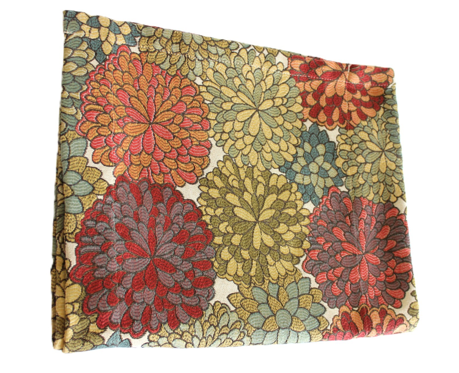 Maximalist Mums Tapestry Valance 54″ Multi-Colored Floral Blooms Woven Jacquard