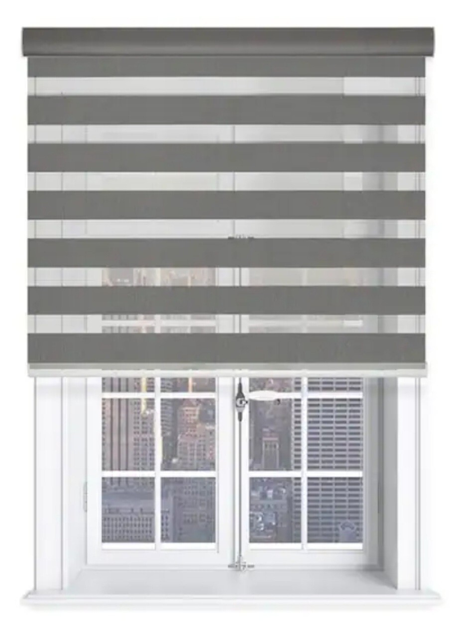 Godear Design Cordless Light Filtering Zebra Roller Shade Gray – 35″ W x 72″ L