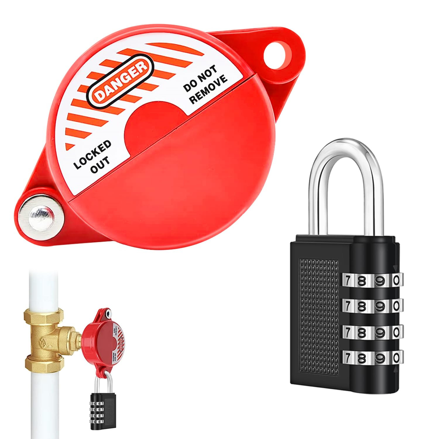 1Pack Gate Valve Lockout Device with Coded Lock Suited for 1To2-1/2 Gate Valve H