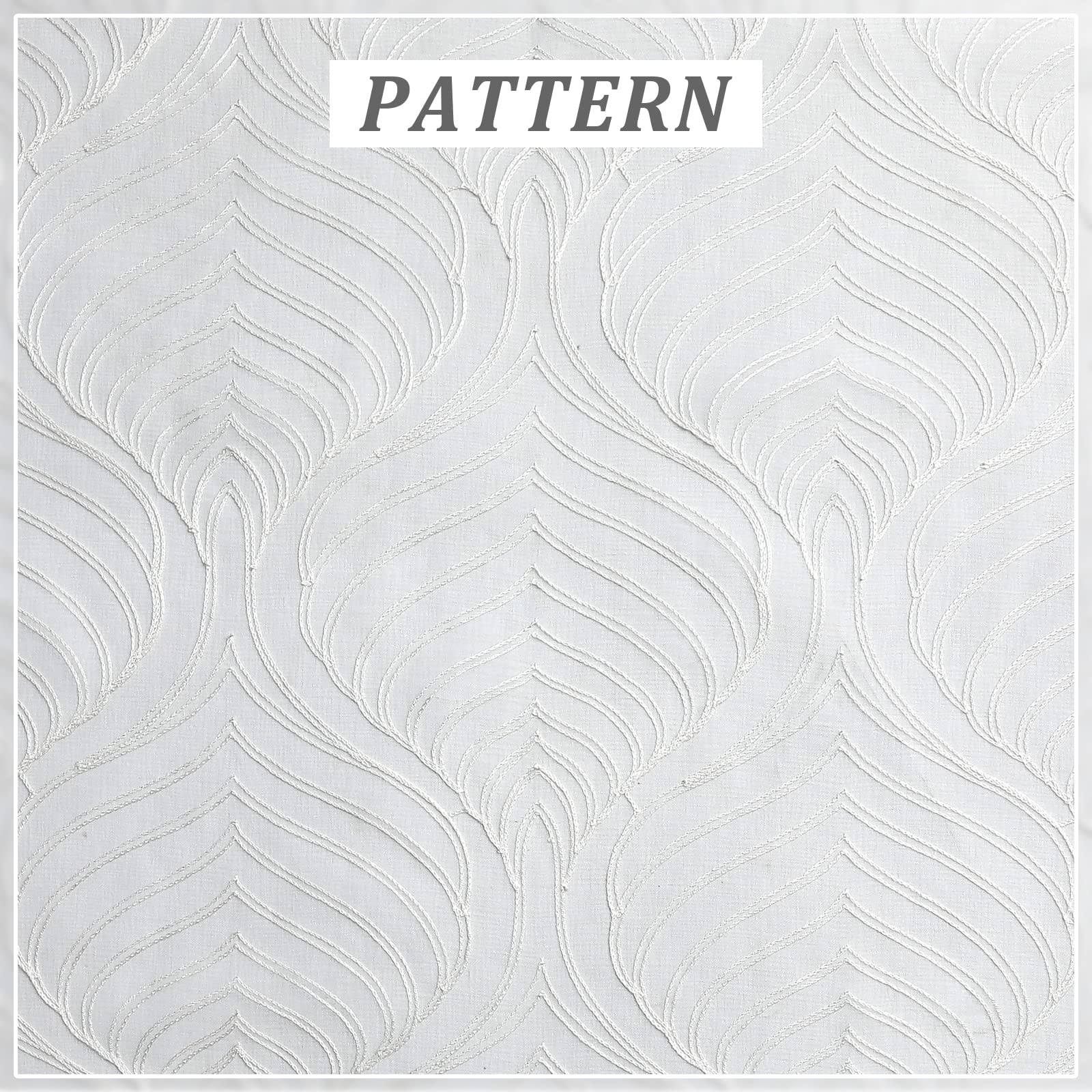 Sheer Curtains 72 Inches Long 2 Panels Set, White Moroccan Embroidery Texture…