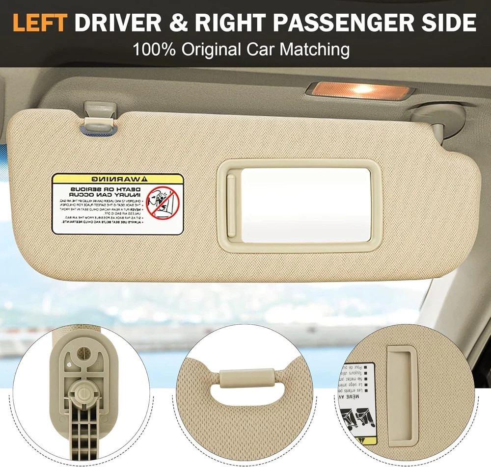 Left Driver & Right Passenger Sun Visor Beige Left Driver & Right Passenger Side