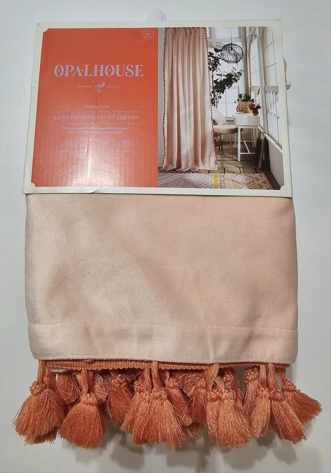 TARGET OPAL HOUSE BLUSH/ORANGE VELVET BOHO (1) PANEL CURTAINS 54×95