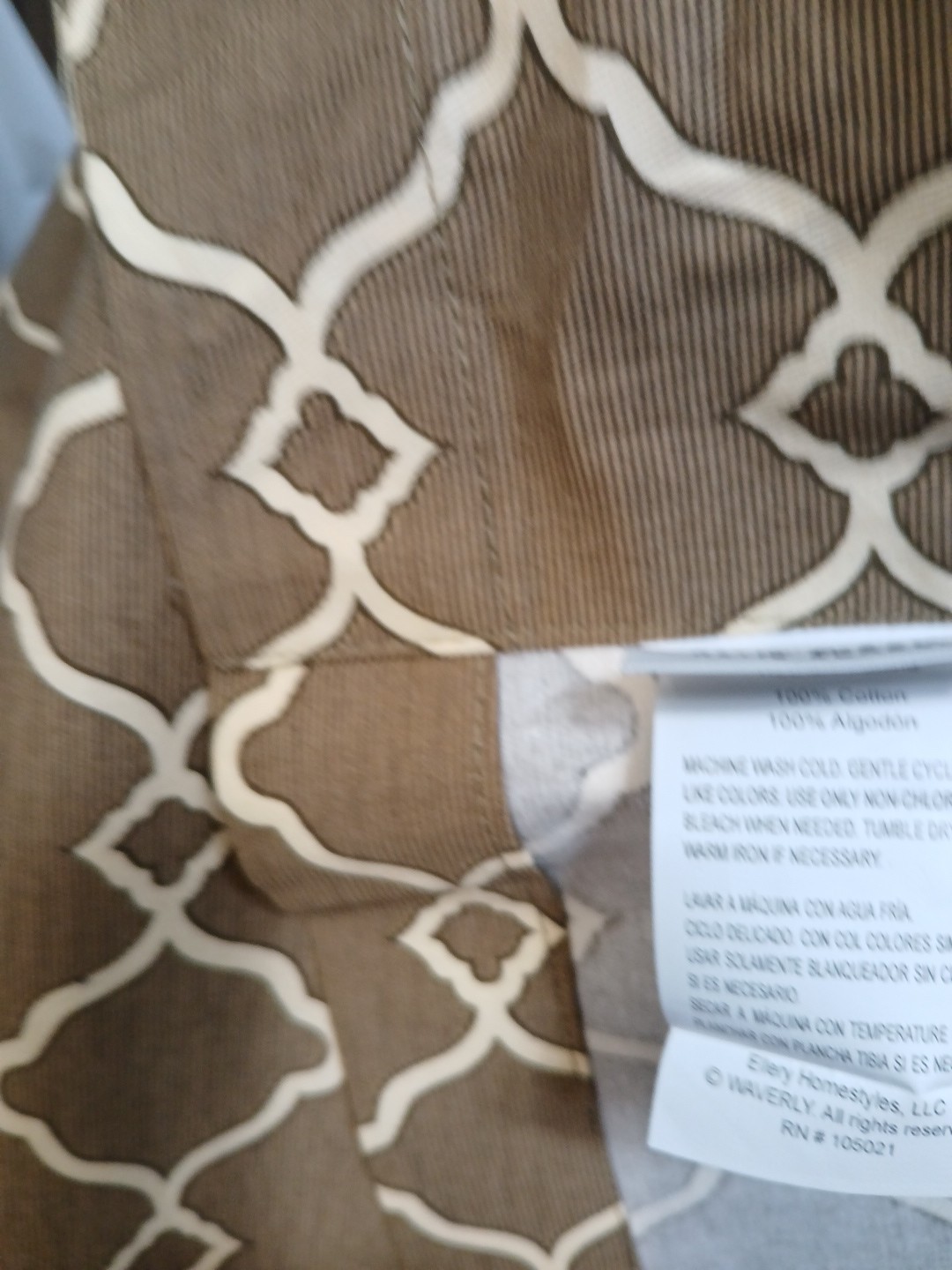 2 Waverly Home Classics Curtain Panel Drape Lattice Cream Brown Cotton 42×84