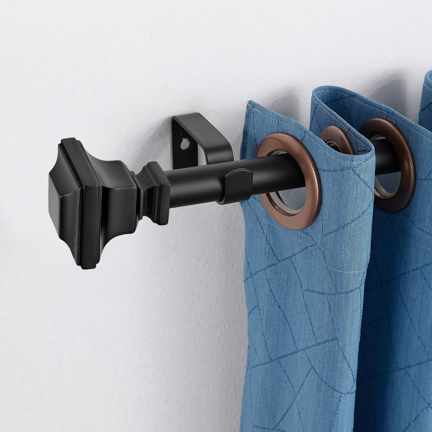 Rust-Resistant Iron Curtain Rods for Windows, 28-48 Inches, with Square Finia…