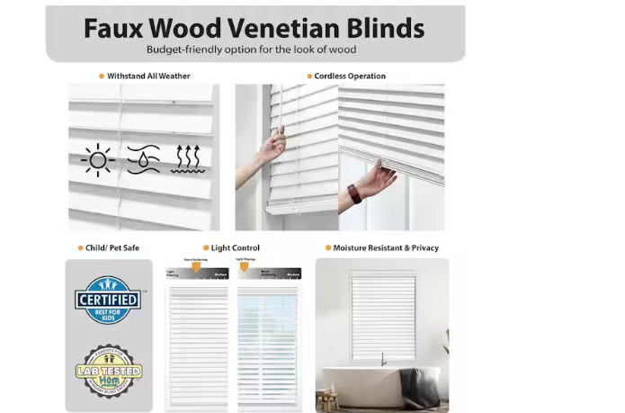 StyleWell Dark Oak Cordless Faux Wood Blind Room Darkening 23×48