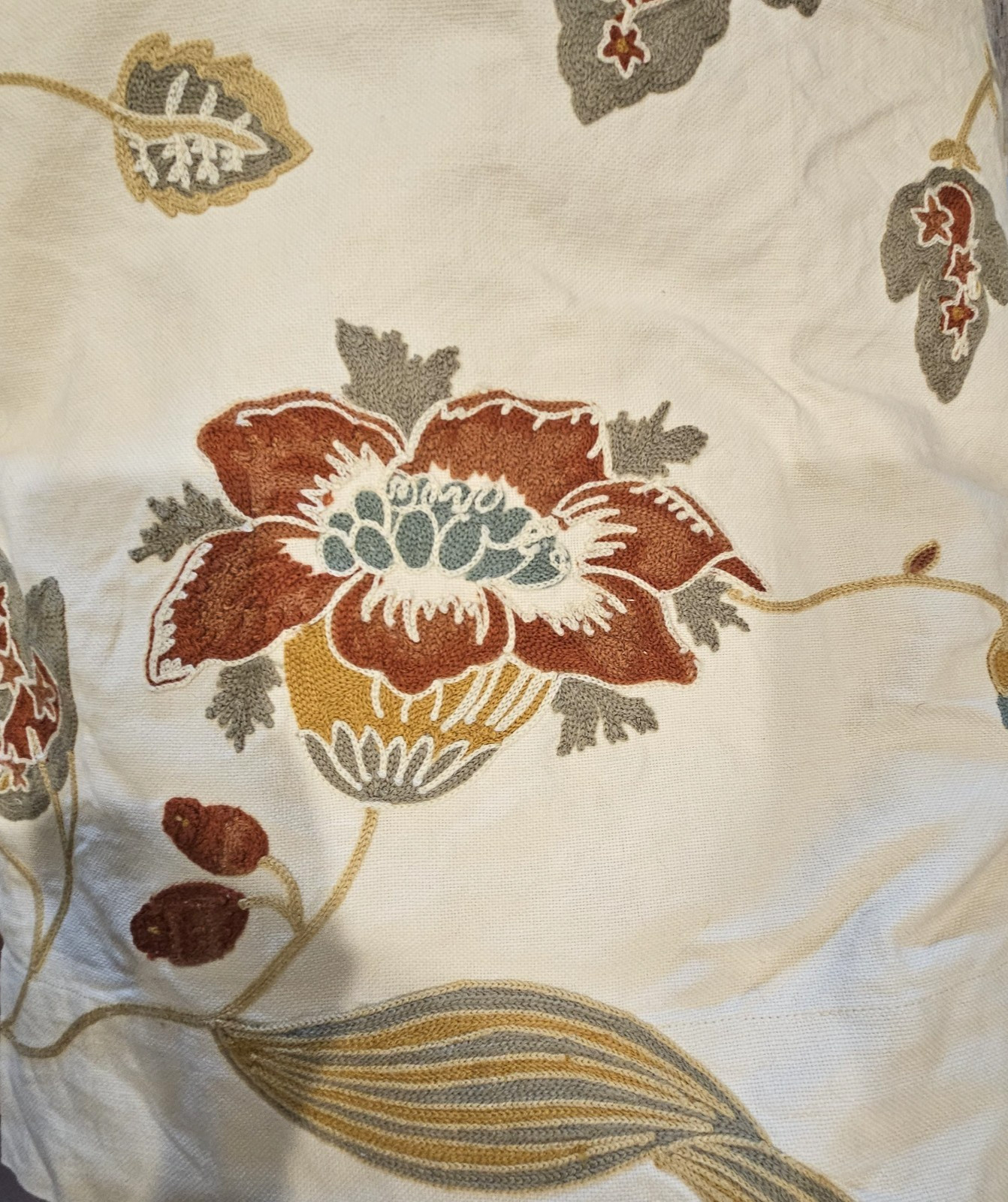 Pottery Barn Margaritte Embroidered Drapes Pair Lined Rod Pocket 82″ L