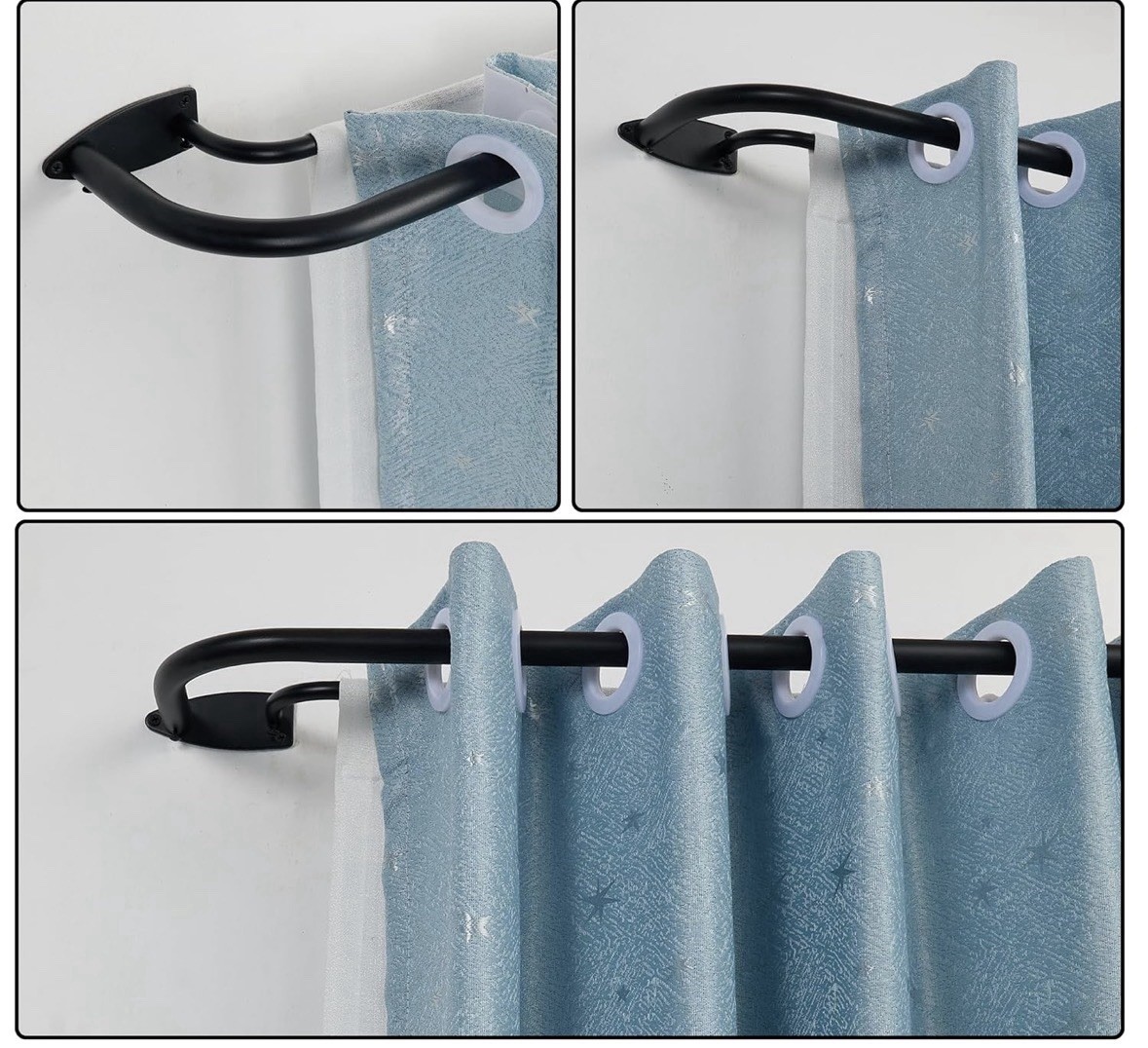 Double Curtain Rod for 28-48 Inches Windows, Blackout Wrap Around Window Curt…