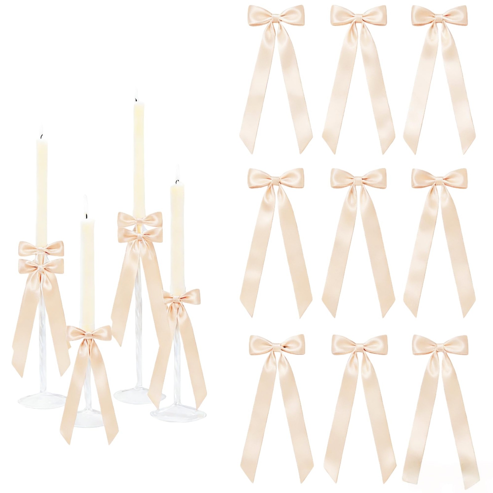 12 Pcs 13.5 Inch Giant Satin Ribbon Bows Bulk Self-Adhesive Pre-Made Bows for…
