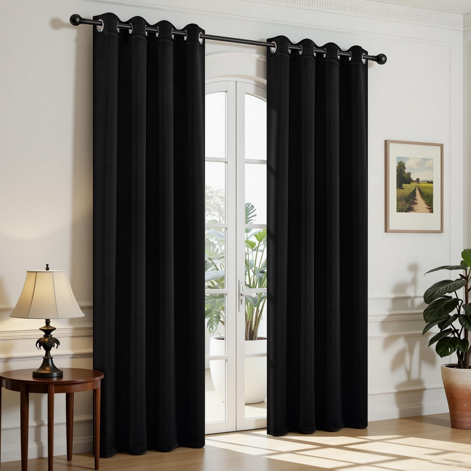 Blackout Curtains for Bedroom,Black Out Curtains 84 Inch Long, Black Drapes w…