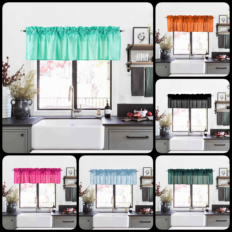 1PC VALANCE SWAG TOPPER SHUBBY SOLID SOFT VOILE SHEER FABRIC WINDOW SOLID S18