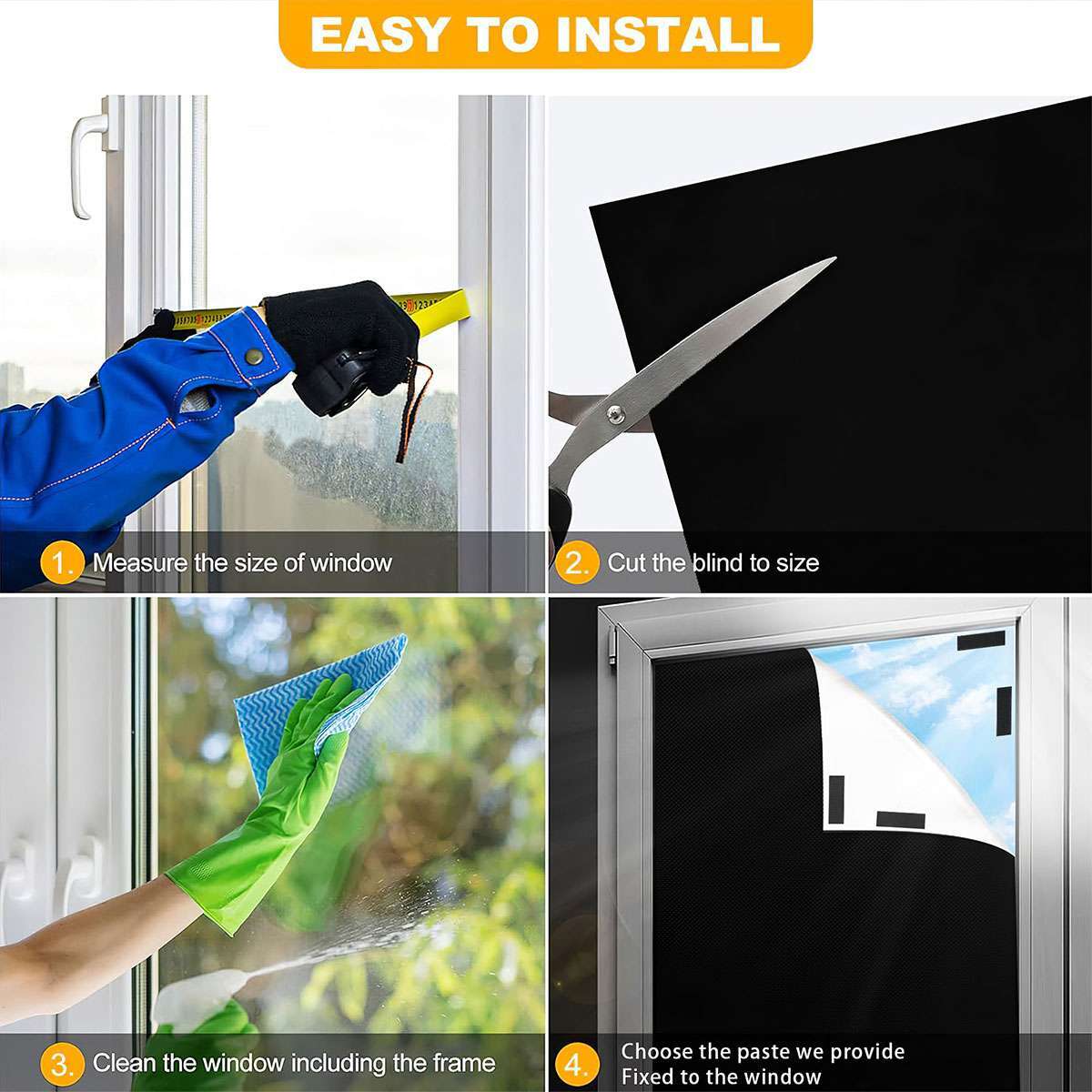 Magnetic Blackout Window Cover 100% Room Darkening Shades Black Out 57in x 40in