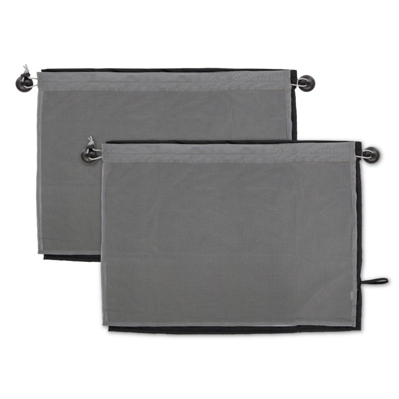 Auto Drive Universal Side Window Suction Cups Grey Curtain Sun Shade 2 Counts