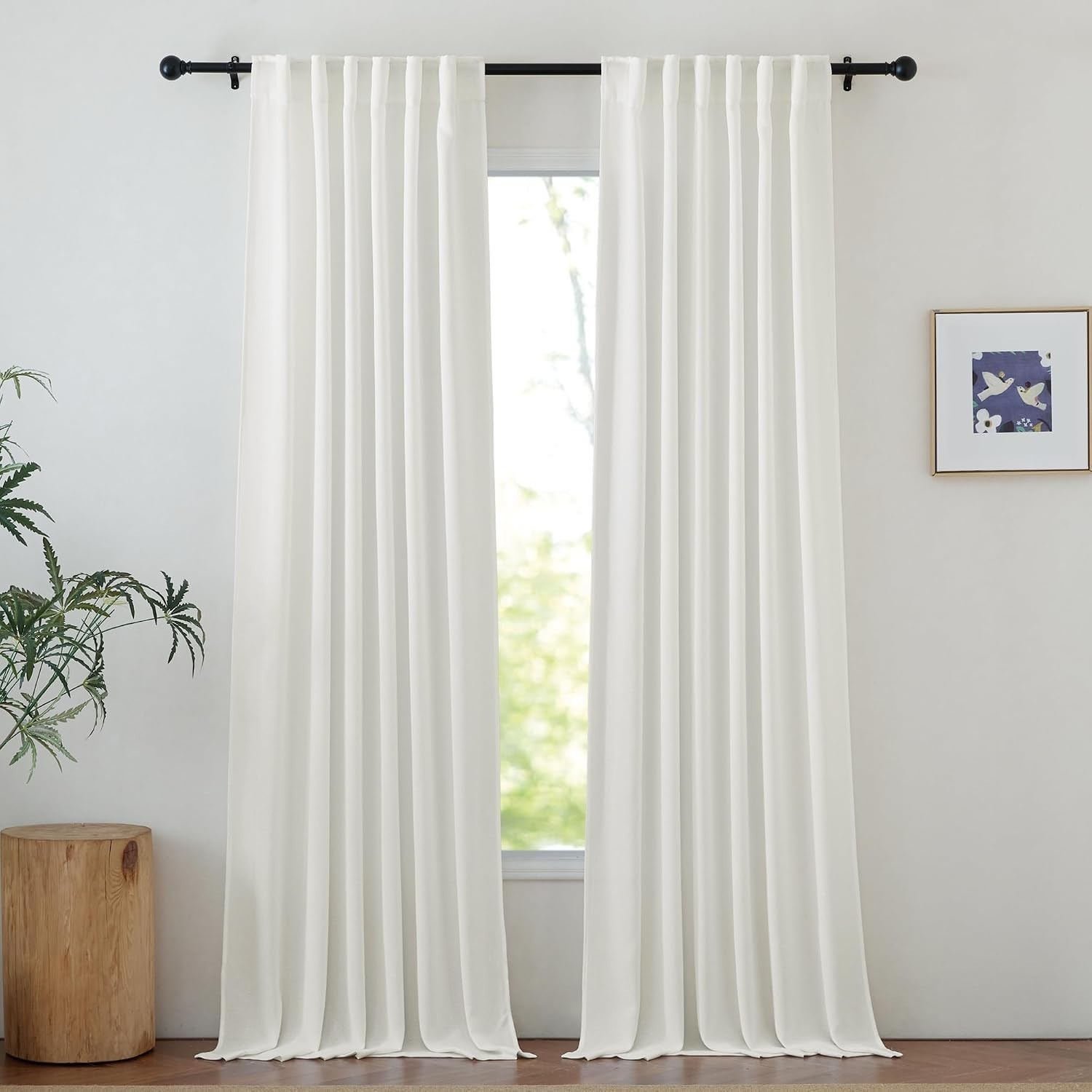 Wide Compatibility Ivory Sheer Curtains, 84″ Faux Linen – Perfect for Any Room