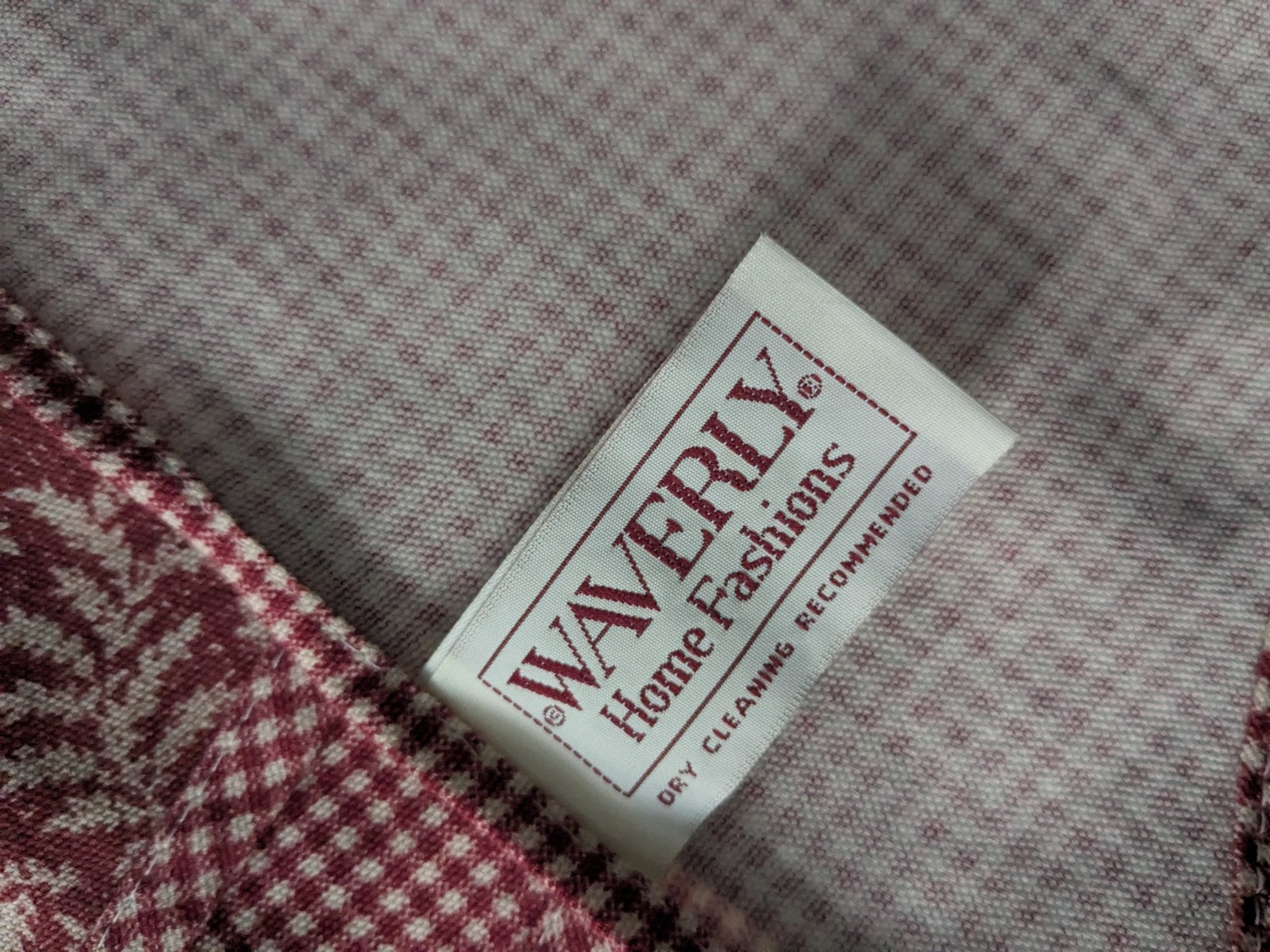 Waverly Red Fernwood & Gingham Check Valance Scalloped Edge 15.5×76″ #3