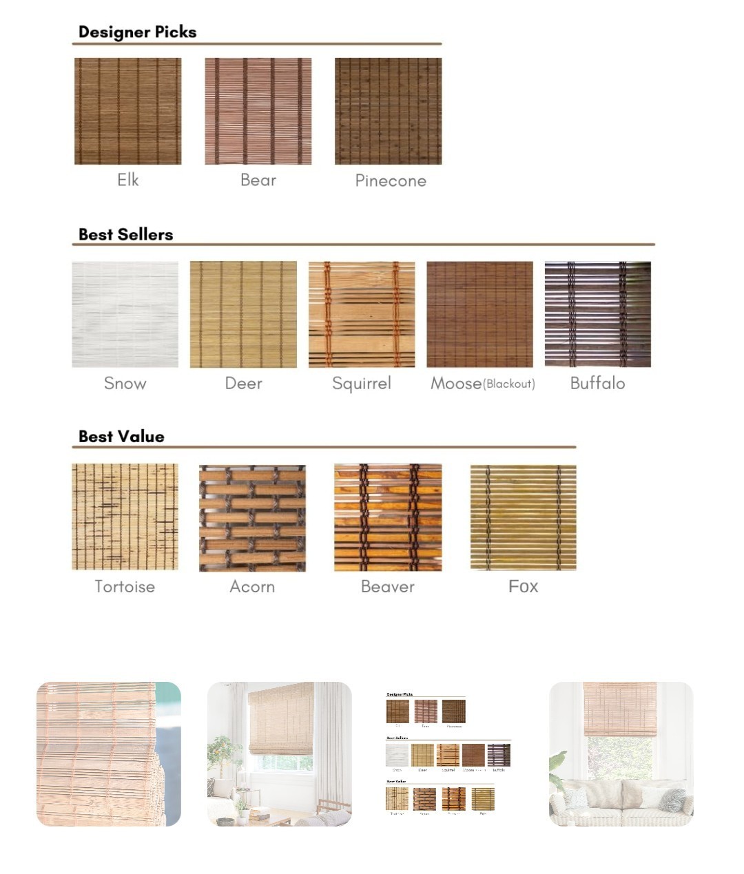 Chicology Cordless Bamboo Roman Shade Light Filtering Brown 27″W x 48″H