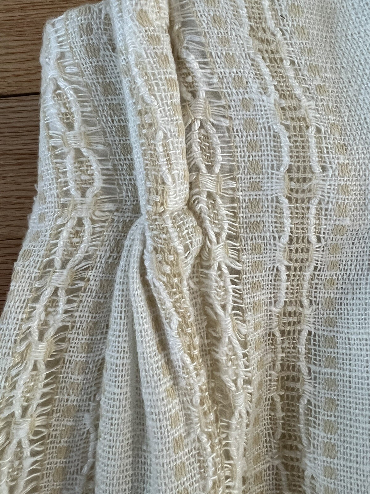 1Pr VTG CURTAINS MCM Woven Crème White Lined Pinch Pleat 100W X84”L Soft