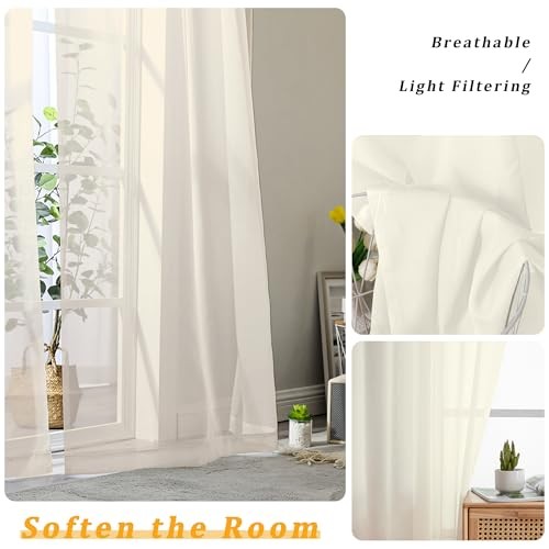 Valances for Windows, Small Light Filtering Rod 42″W x 14″L (Pack of 2) Cream