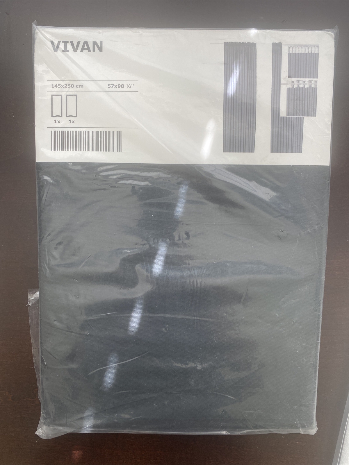 New Ikea Vivan Black Curtain 2 Panel Rod Pocket Drapery Set 57″w x 98.5″l
