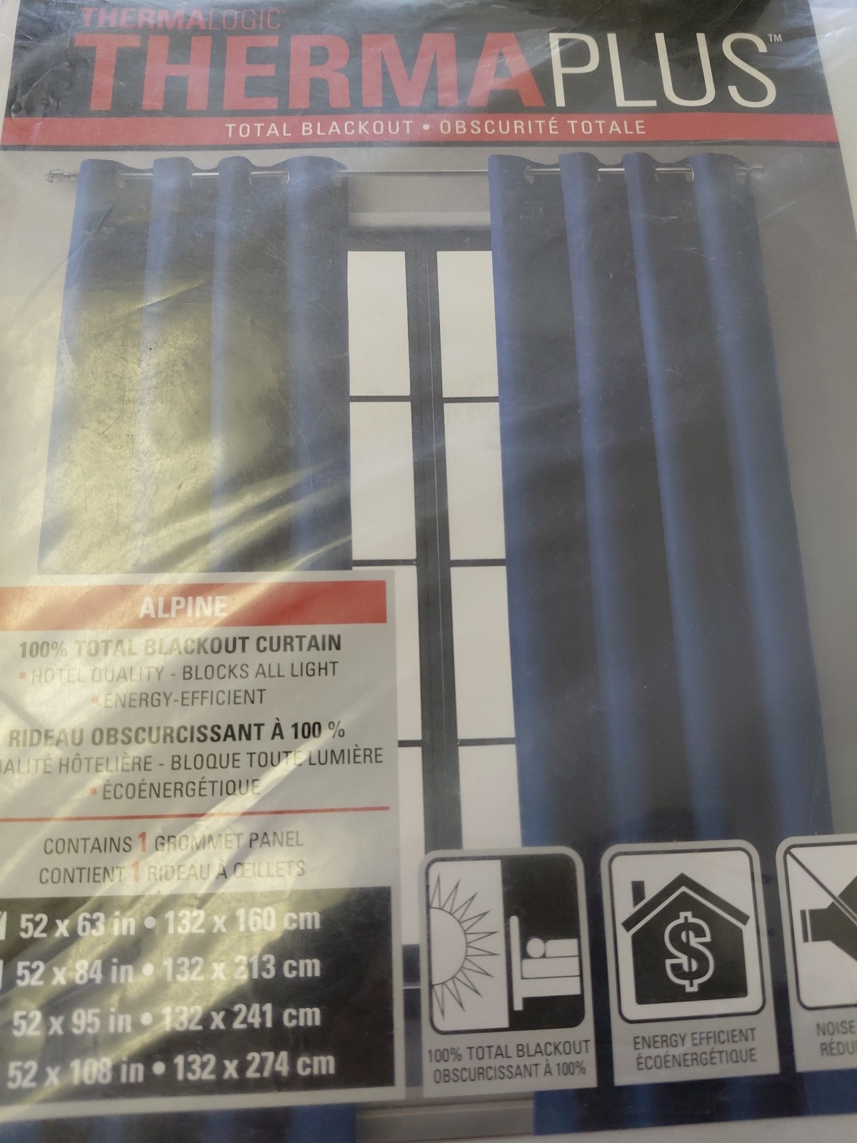 THERMAL Plus Grommet Light-Filtering Curtain Panel 52in x 63in White