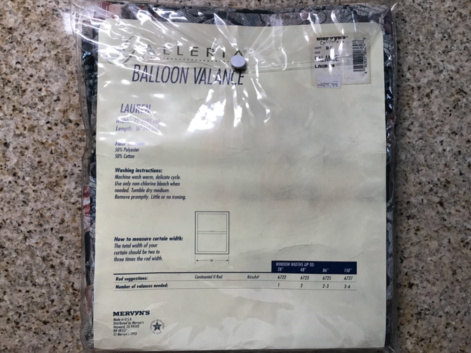 VINTAGE FLORAL BALLOON VALANCE X1 – GALLERIA – 72″X16″L