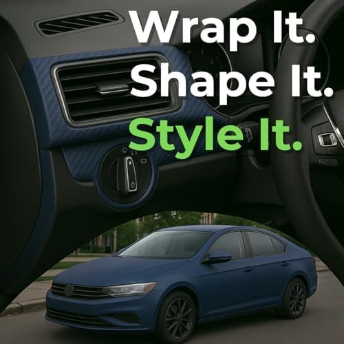 RockRose 3D Matte Navy Blue Carbon Fiber Vinyl Wrap – Self-Adhesive, Anti-Wrinkl