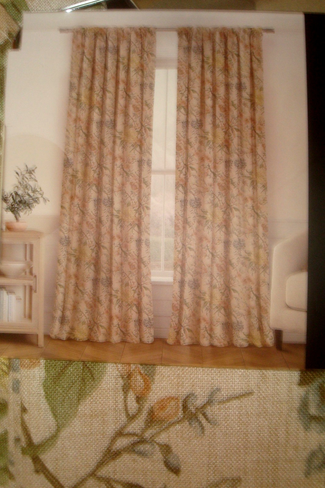 NWT Envogue 2 pc Window Curtains Fancy Spring Floral w/ Birds ea 37″ x 96″ lg