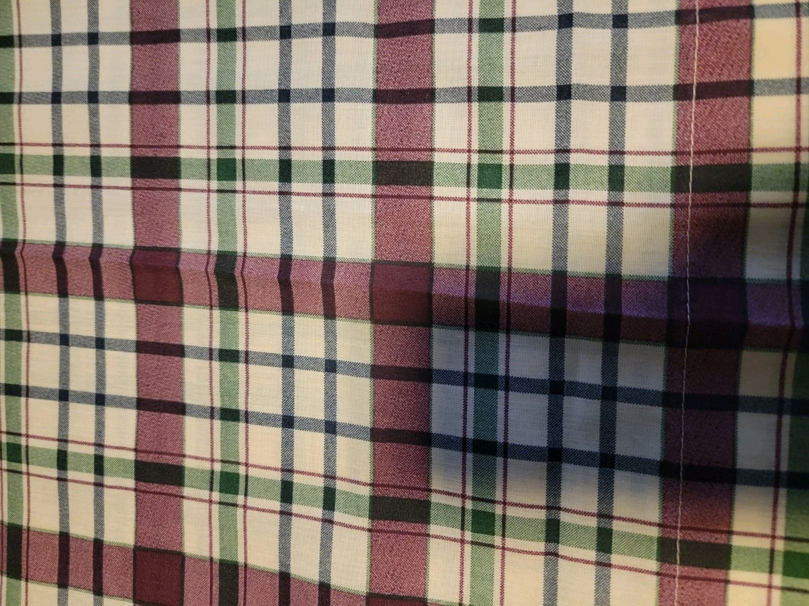 WINDOW TAILORED PANELS 4 & VALANCES 3 HERITAGE PLAID PURPLE GREEN AND CREAM