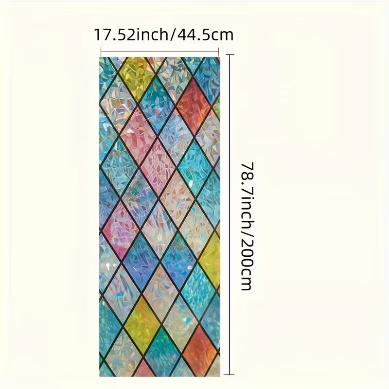 Stained Glass Colored Privacy Film Living Room Bathroom Decorative 17.75″ X 78″