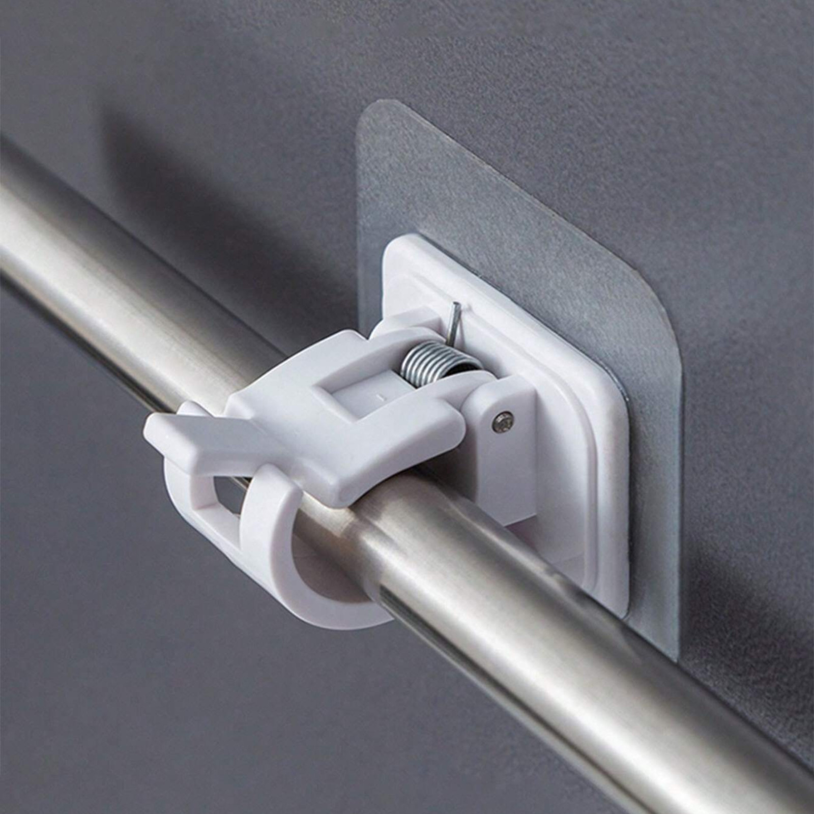 Strong Adhesive Curtain Rod Bracket Wall-Mounted Spring Hooks Curtain Rod Hanger